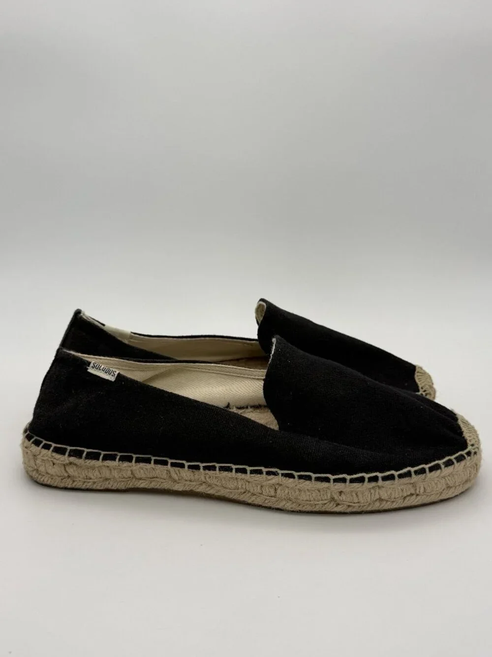 Soludos The Dali Original Espadrille Black Canvas Flats Size 11